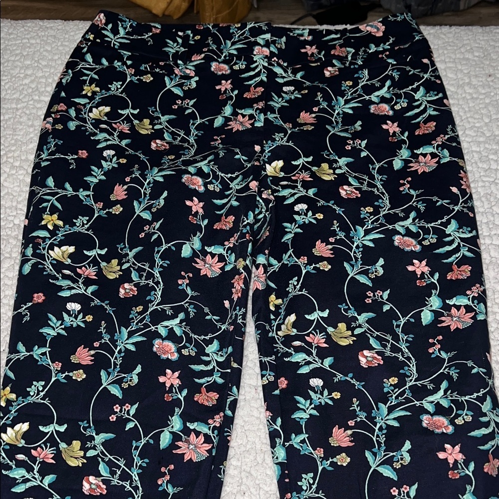 LOFT Floral Ankle Pants - Black with Multicolor Print - Picture 4 of 7